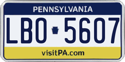 PA license plate LBO5607