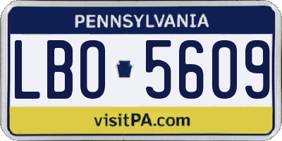 PA license plate LBO5609