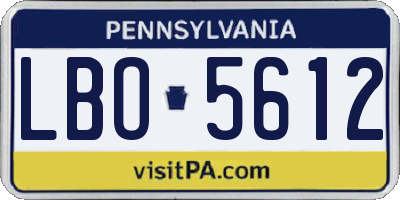 PA license plate LBO5612