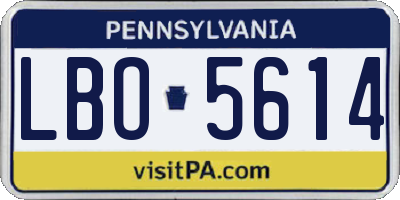 PA license plate LBO5614