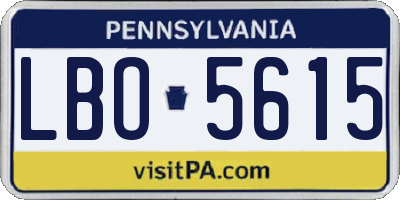 PA license plate LBO5615