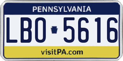 PA license plate LBO5616