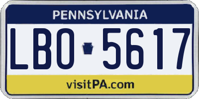 PA license plate LBO5617