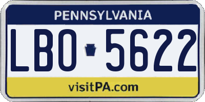 PA license plate LBO5622