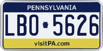 PA license plate LBO5626