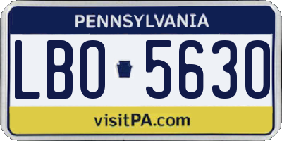PA license plate LBO5630