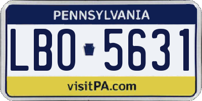 PA license plate LBO5631