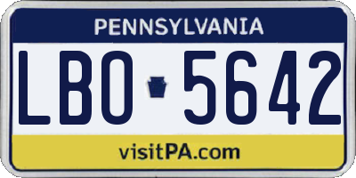 PA license plate LBO5642