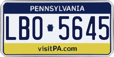 PA license plate LBO5645