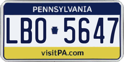 PA license plate LBO5647