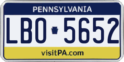 PA license plate LBO5652