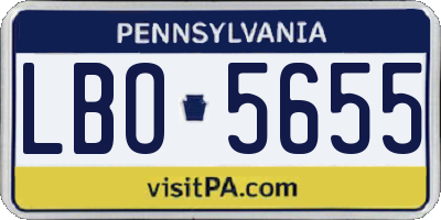 PA license plate LBO5655