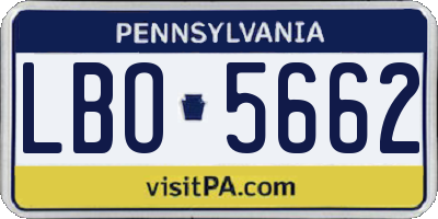 PA license plate LBO5662