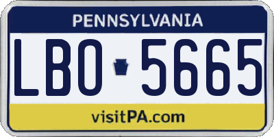 PA license plate LBO5665