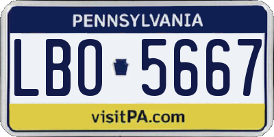 PA license plate LBO5667