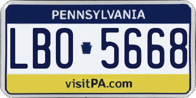 PA license plate LBO5668