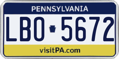 PA license plate LBO5672
