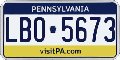 PA license plate LBO5673
