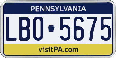 PA license plate LBO5675