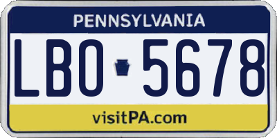 PA license plate LBO5678