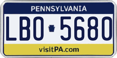 PA license plate LBO5680