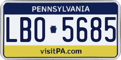 PA license plate LBO5685