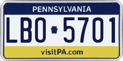PA license plate LBO5701