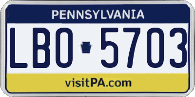 PA license plate LBO5703