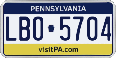 PA license plate LBO5704