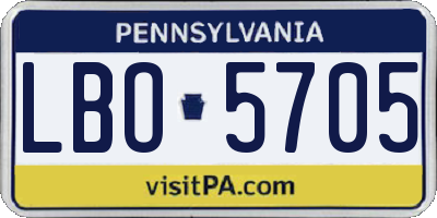 PA license plate LBO5705