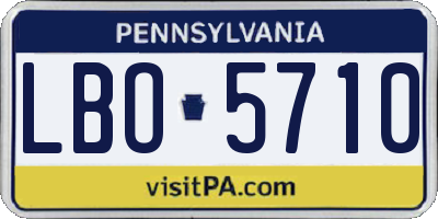 PA license plate LBO5710