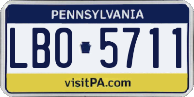 PA license plate LBO5711