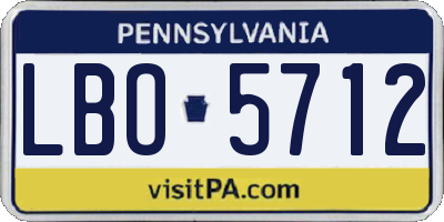PA license plate LBO5712