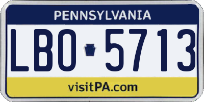 PA license plate LBO5713