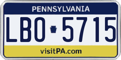 PA license plate LBO5715