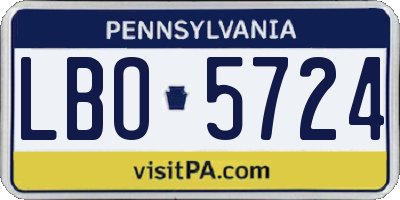 PA license plate LBO5724