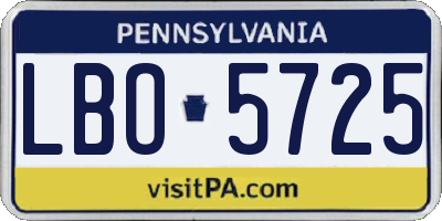 PA license plate LBO5725