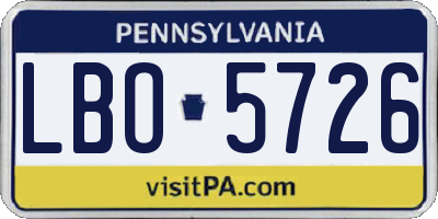 PA license plate LBO5726