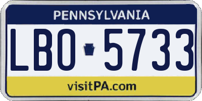 PA license plate LBO5733