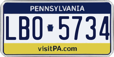 PA license plate LBO5734