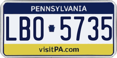 PA license plate LBO5735