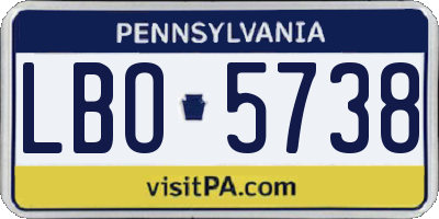 PA license plate LBO5738