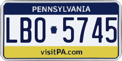 PA license plate LBO5745