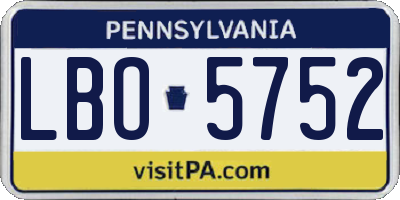 PA license plate LBO5752