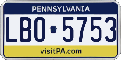 PA license plate LBO5753