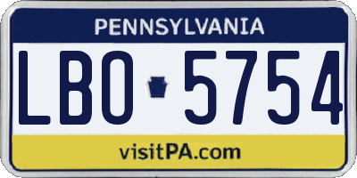 PA license plate LBO5754