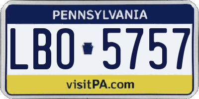 PA license plate LBO5757