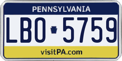 PA license plate LBO5759