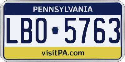 PA license plate LBO5763
