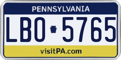 PA license plate LBO5765